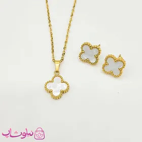 ست گردنبند و گوشواره دخترانه ونکلیف سفید