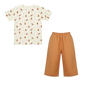 ست تیشرت آستین کوتاه و شلوارک دخترانه مدل PJ1132