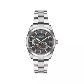 ساعت مچی کوانتوم فلزی نقره ای صفحه مشکی اتوماتیک QMG1132.350