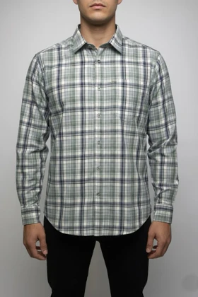 پیراهن مردانه چهارخانه آستین بلند نخ پنبه شیک 413