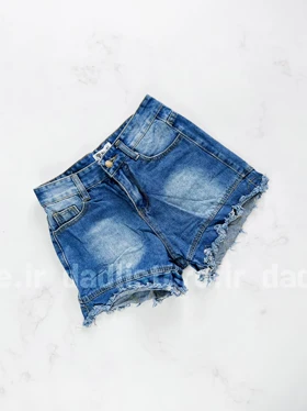 شورتک کوتاه جین خط‌دار پاچه ریش
