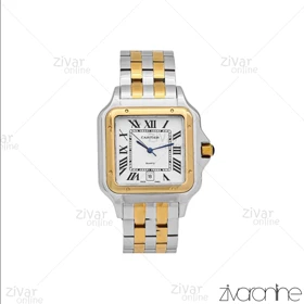 ساعت کارتیر مردانه مدل پنته دورنگ طلایی صفحه سفید 106306