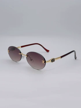 عینک آفتابی زنانه بیضی ترند شنل CAHNELمدلSG-0025-Oval Rimless Glasses (قهوه ای)