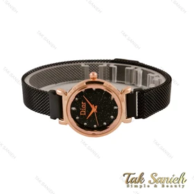 ساعت دیور زنانه بند حصیری مشکی رزگلد Dior-4461-L