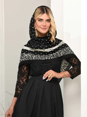 روسری نخی توپی کد 341 (مشکی2)