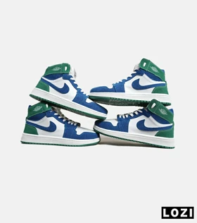 کفش کتانی مردانه و زنانه ساق‌دار سفید آبی سبز NIKE jordan 1