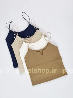 کراپ تاپ کبریتی بند مینیمال یقه گرد چاک‌دار