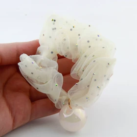 کش مو دخترانه مدل مرواریدی (سفید)