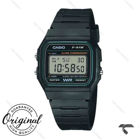 ساعت مچی کاسیو F-91W-3 نوستالژی مشکی سبز Casio-10263-U