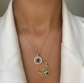 گردنبند ست مهر و ماه استیل