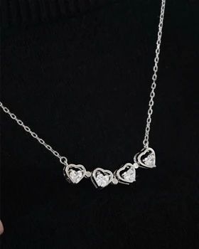 گردنبند نقره زنانه طرح چهار قلب مگنتی