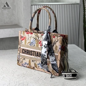 کیف دیور Small Dior Book Tote A02 (نسکافه‌ای)