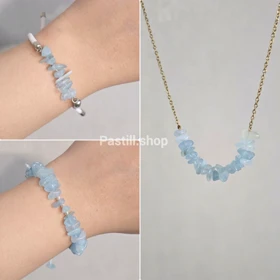 گردنبند و دستبند سنگ آکوامارین اصل