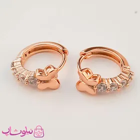 گوشواره زنانه حلقه‌ای نگین‌دار ژوپینگ طرح پروانه