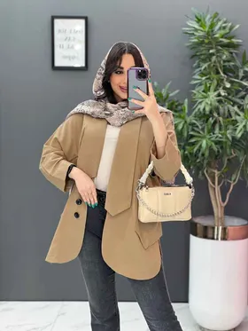 مانتو یقه کراواتی جیب پاگن دار