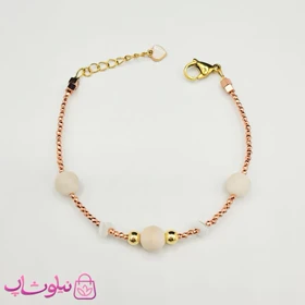 دستبند زنانه دستساز برند N&SH مدل سنگ سفید کد 150