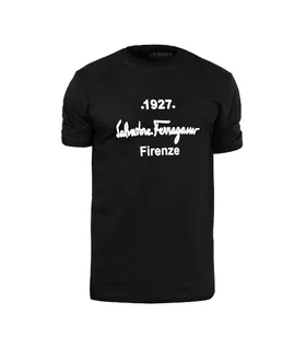 تیشرت Ferragamo یقه گرد مردانه مشکی پنبه ساده