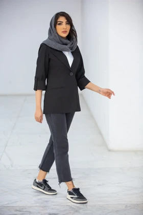 کت زنانه ژاکارد آستین دکمه