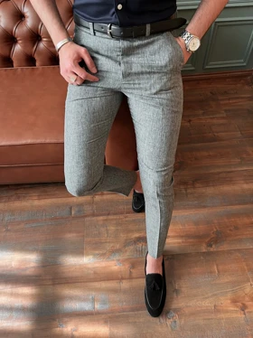 شلوار ساده شانتون طوسی p130