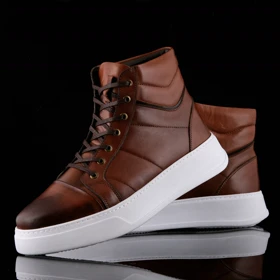 نیم بوت مردانه چرم یلسان مدل بایا کد 509-GN (قهوه ای)