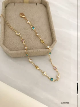 پابند نگین رنگی و مروارید