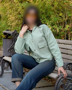 بامبر ژاکت زنانه کلاهدار جنس کتان قد 55