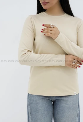 بلوز زنانه یقه گرد آستین بلند کد1005068