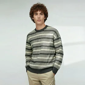 بافت یقه گرد راه راه(90261)