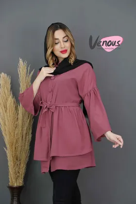 مانتو دکمه دار پایین چین