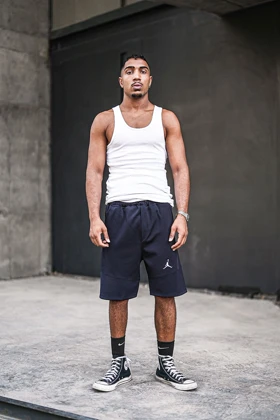 شلوارک ورزشی بگ JORDAN گلدوزی سرمه ای