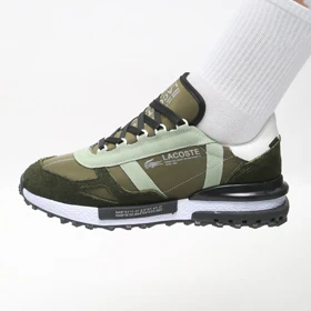 کفش و کتانی مردانه چرم طبیعی مدل لاگوست LACOSTE رنگ یشمی کد 43333