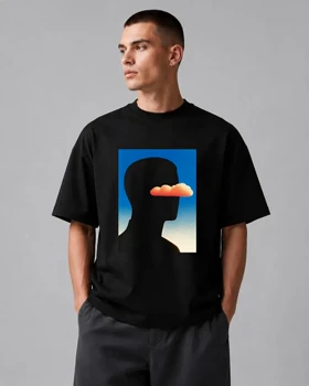 تیشرت باکسی مشکی طرح ذهن زیبا Cloud Mind Graphic Oversized Tee
