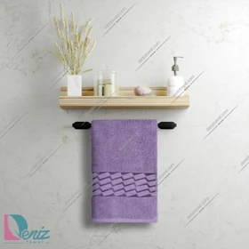 حوله دستی بزرگ طرح آرام رنگ یاسی تیره
