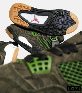 کفش کتانی ساق‌دار مردانه و زنانه سبز Jordan 4 x Kaws