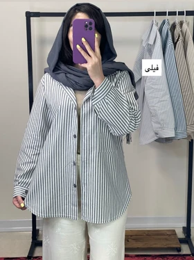 پیراهن دکمه دار یقه مردانه نخی