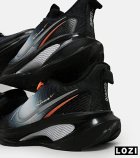 کفش کتانی مردانه و زنانه مشکی بادمجانی NIKE RUNNING DISK PRO