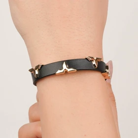 دستبند چرم استیل Louis vuitton رنگ مشکی