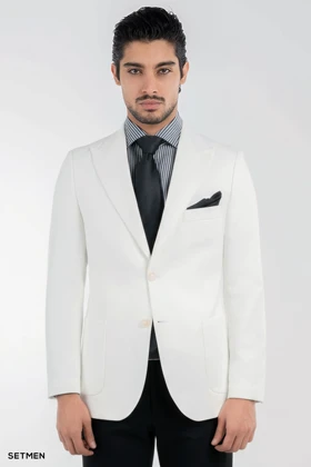 کت تک مردانه نیم آستر دو دکمه یقه ایتالیایی