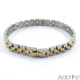 دستبند رولکس دورنگ پلاک دار زنانه 40037