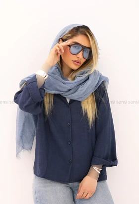 شومیز مغزی دوزی لینن آرمانی کد1005550