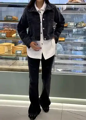 کت جین نگین زغالی 4001