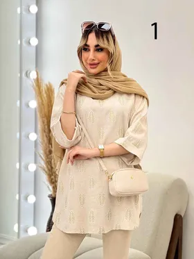 مانتو لینن نچرال آستین دوبل