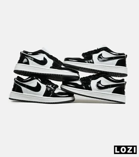 کفش کتانی مردانه و زنانه مشکی سفید ورنی NIKE jordan 1