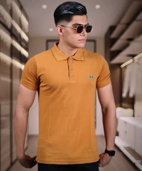 پولوشرت لاگوست آجری پارچه جودون نخی کیفیت استثنایی استایل رگولار