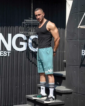 شلوارک بگ ورزشی ADIDAS فیروزه ای