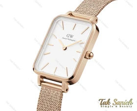 ساعت دنیل ولینگتون زنانه مستطیلی رزگلد سفید DW-3869-L