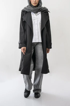 بارانی بلند کمربند دار زنانه