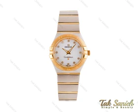 ساعت امگا زنانه کانسلیشن دورنگ طلایی نگین Omega-2294-L