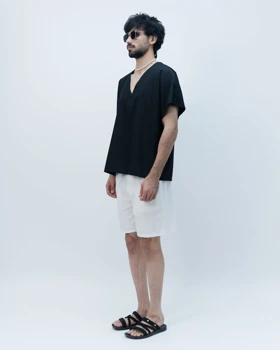 تیشرت مدل camp collar مشکی برند موهر mouher