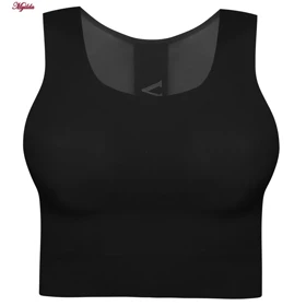 کراپ تاپ زنانه مدل لیزری پشت توری رنگ مشکی کد 5254-5502